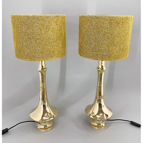 Image 1 of Coppia di lampade da tavolo vintage in ottone, 1950