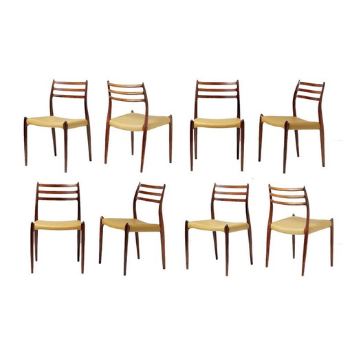 Set of 8 Vintage Dining Chair, Rosewood, Model 78, 1962