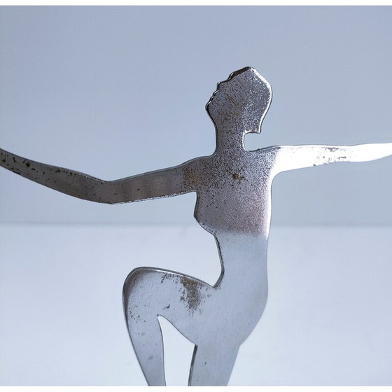 Image 1 of Vintage chrome-plated metal jewelry display with female figure, 1960