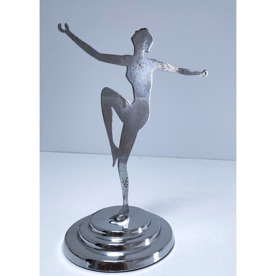 Image 1 of Vintage chrome-plated metal jewelry display with female figure, 1960