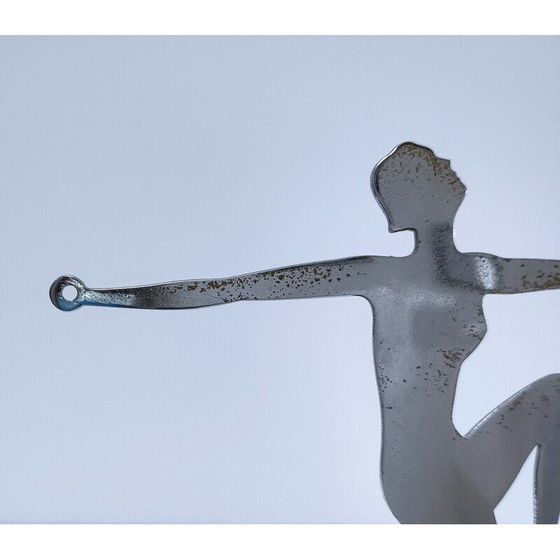 Image 1 of Vintage chrome-plated metal jewelry display with female figure, 1960