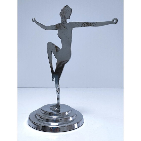 Image 1 of Vintage chrome-plated metal jewelry display with female figure, 1960