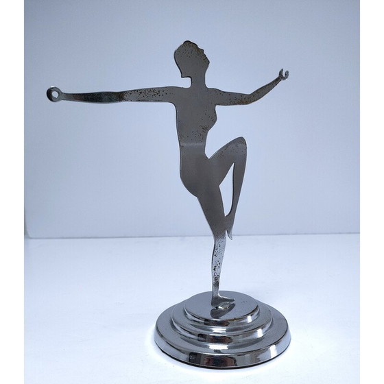 Image 1 of Vintage chrome-plated metal jewelry display with female figure, 1960