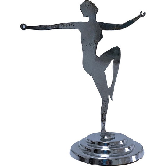 Image 1 of Vintage chrome-plated metal jewelry display with female figure, 1960