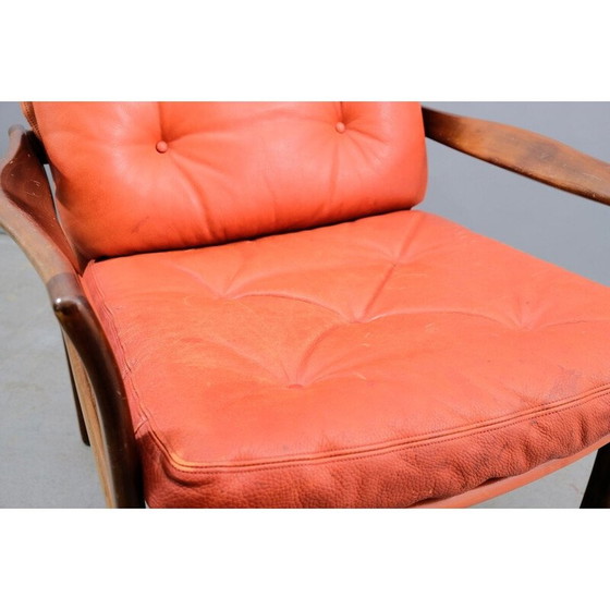 Image 1 of Vintage red leather armchair by Walter Knoll, Germany 1960