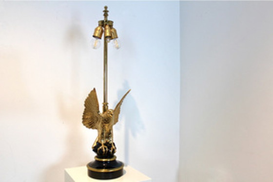 Image 1 of Belgian Brass Eagle Sculptured Table Lamps for DeKnudt