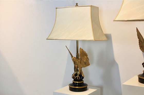 Image 1 of Belgian Brass Eagle Sculptured Table Lamps for DeKnudt