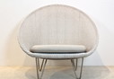 Chaise longue Lloyd Loom en gris blanc