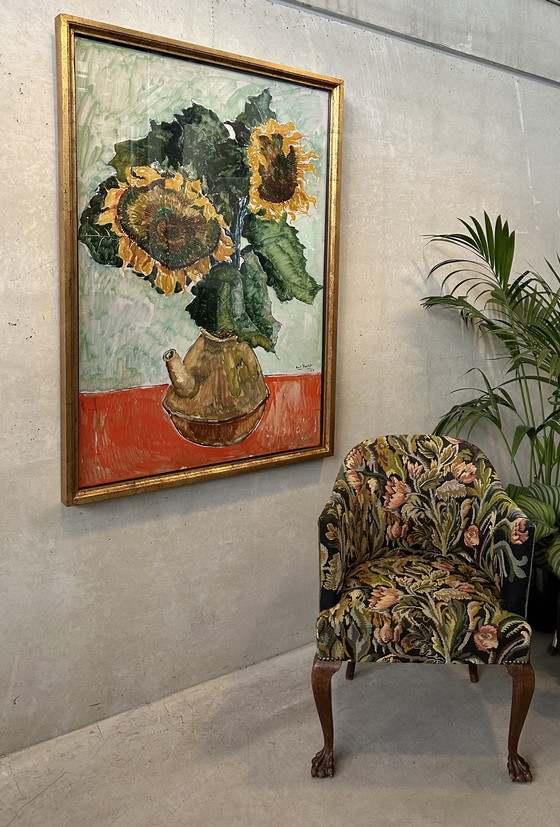 Image 1 of XL oil painting 'Sunflowers' - Gust Verelst 1955