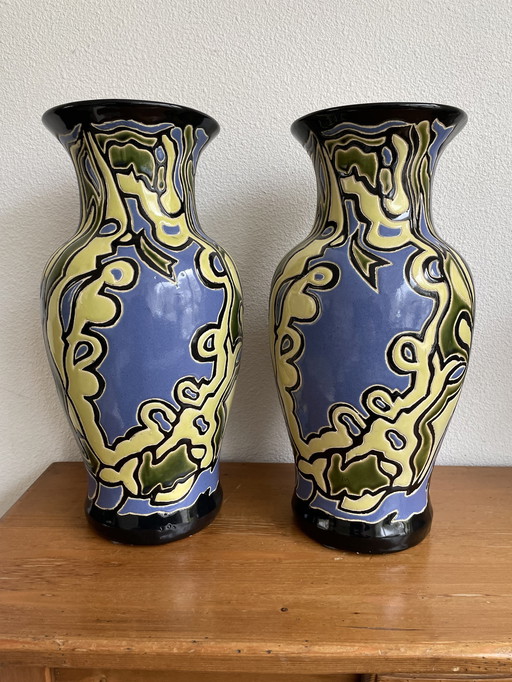 2x Art nouveau / art nouveau / art nouveau vase