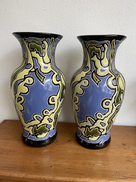 Image 1 of 2x Art nouveau / art nouveau / art nouveau vase