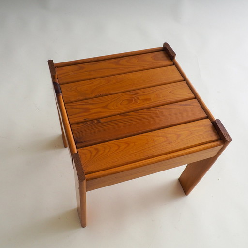 70S Pine Wood Side Table