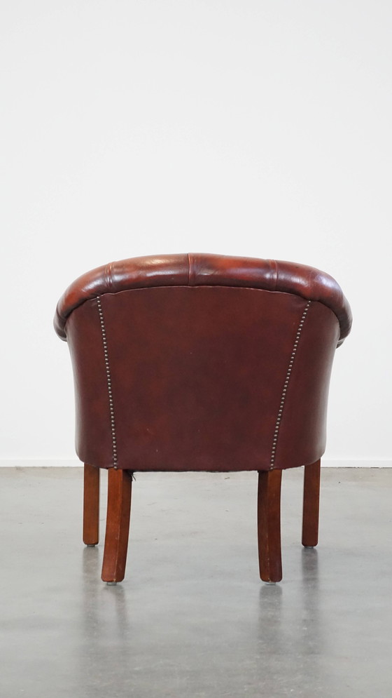 Image 1 of Beef Leather Red Chesterfield Club Armchair