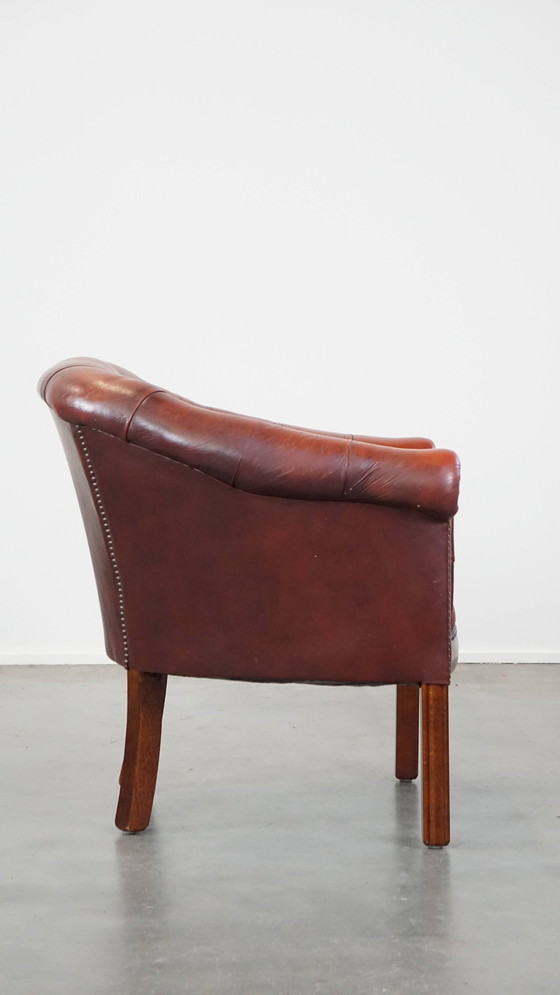 Image 1 of Beef Leather Red Chesterfield Club Armchair