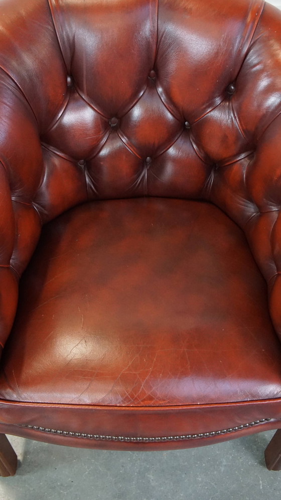 Image 1 of Beef Leather Red Chesterfield Club Armchair