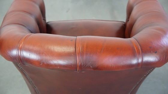 Image 1 of Beef Leather Red Chesterfield Club Armchair