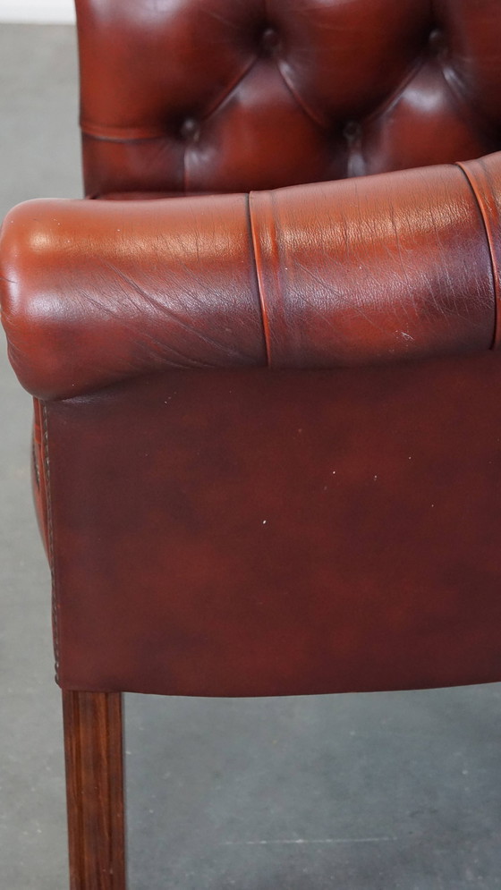 Image 1 of Beef Leather Red Chesterfield Club Armchair