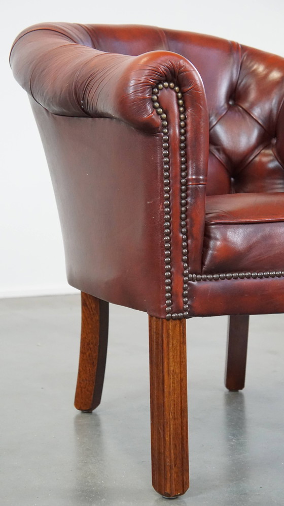 Image 1 of Beef Leather Red Chesterfield Club Armchair