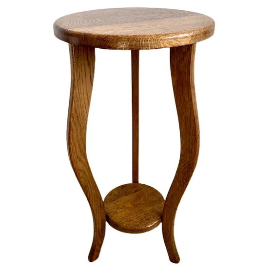 Image 1 of Tall vintage plant table solid oak