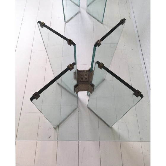 Image 1 of Vintage glass and brass table by Peter Ghyczy, 1970