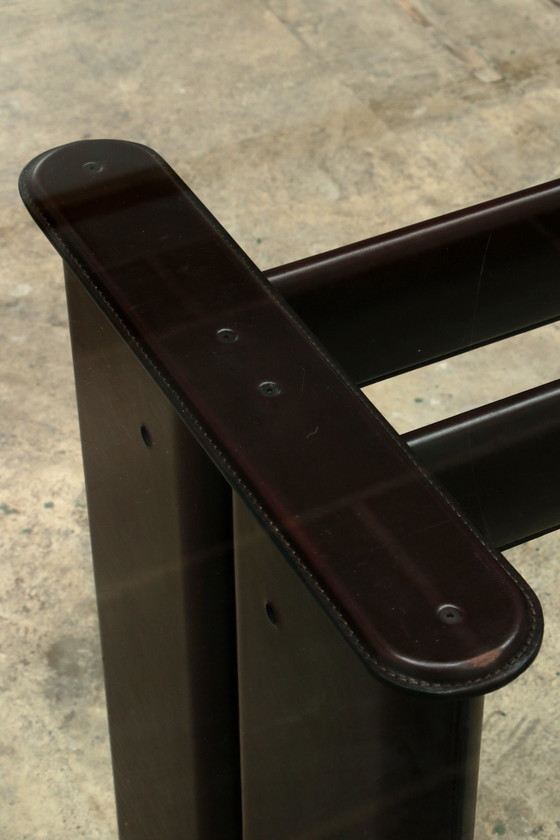 Image 1 of Tito Agnoli for Matteo Grassi leather dining table and six chairs