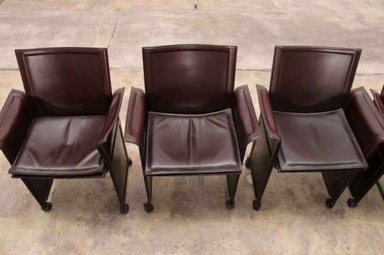 Image 1 of Tito Agnoli for Matteo Grassi leather dining table and six chairs