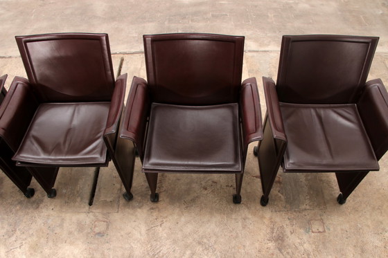 Image 1 of Tito Agnoli for Matteo Grassi leather dining table and six chairs