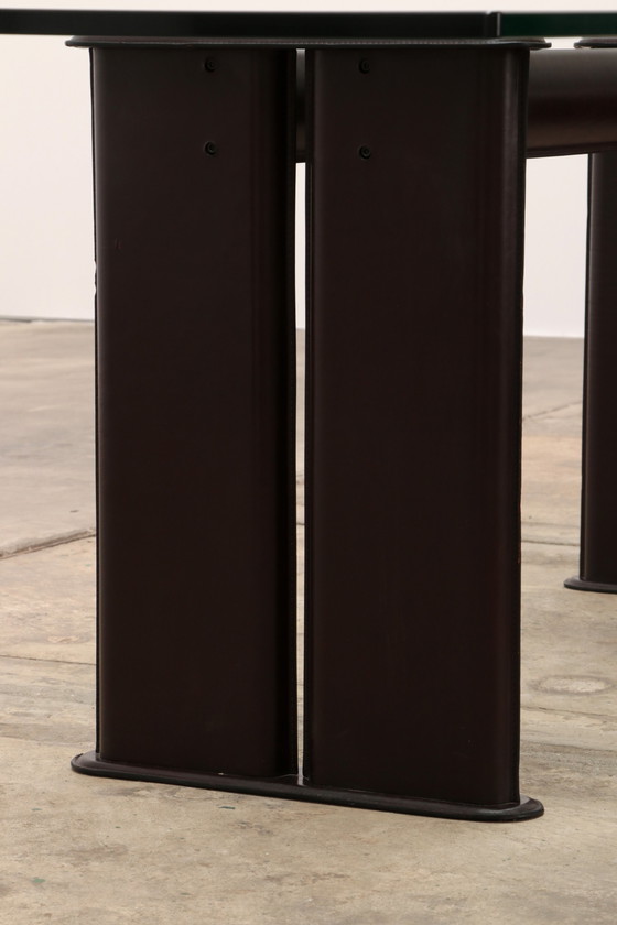 Image 1 of Tito Agnoli for Matteo Grassi leather dining table and six chairs