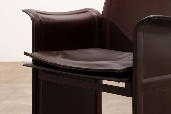 Image 1 of Tito Agnoli for Matteo Grassi leather dining table and six chairs