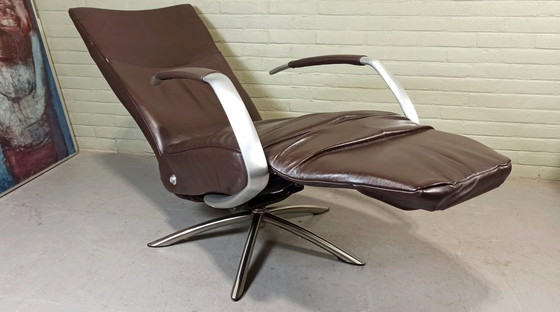 Image 1 of Leather Recliner Swivel Fauteuil Easy Chair 