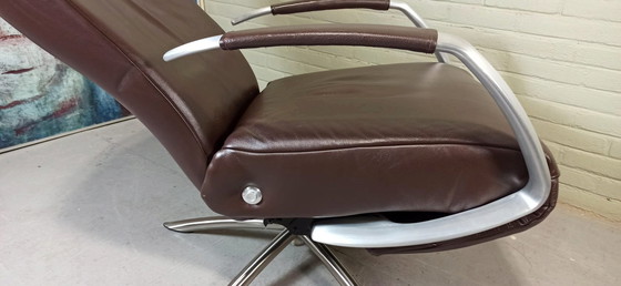 Image 1 of Leather Recliner Swivel Fauteuil Easy Chair 