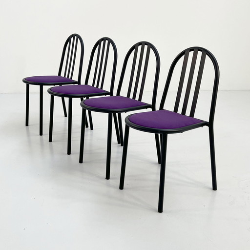 4 No.222 Chairs With Purple Seating By Robert Mallet-Stevens For Pallucco, 1980S