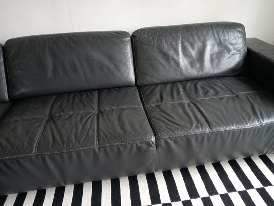 Image 1 of Large Leather Corner Sofa D.Gray/Black