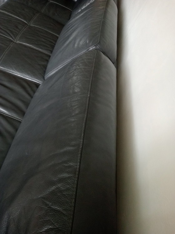 Image 1 of Large Leather Corner Sofa D.Gray/Black