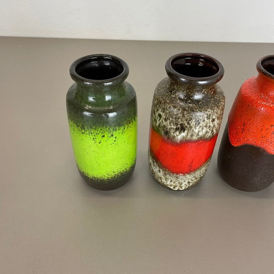 Image 1 of Set of 4 vintage pottery fat lava vases by Scheurich, Germany 1970s