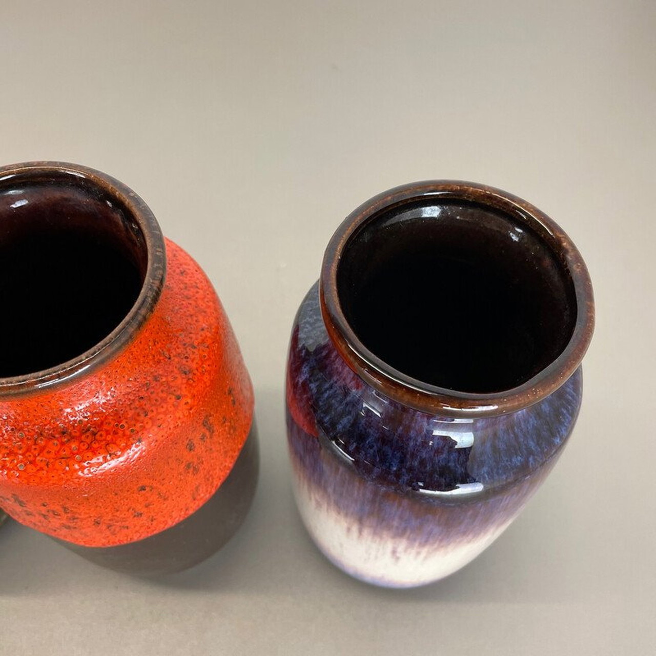 Set of 4 vintage pottery fat lava vases by Scheurich, Germany