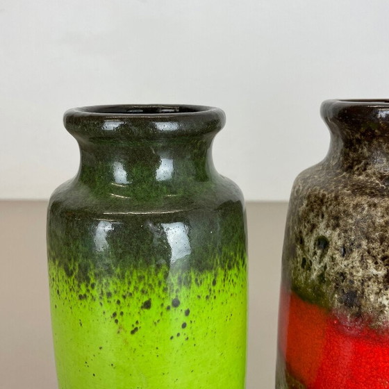 Image 1 of Set of 4 vintage pottery fat lava vases by Scheurich, Germany 1970s