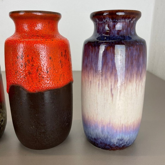 Image 1 of Set of 4 vintage pottery fat lava vases by Scheurich, Germany 1970s