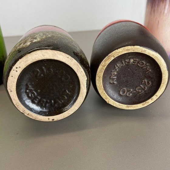 Image 1 of Set of 4 vintage pottery fat lava vases by Scheurich, Germany 1970s