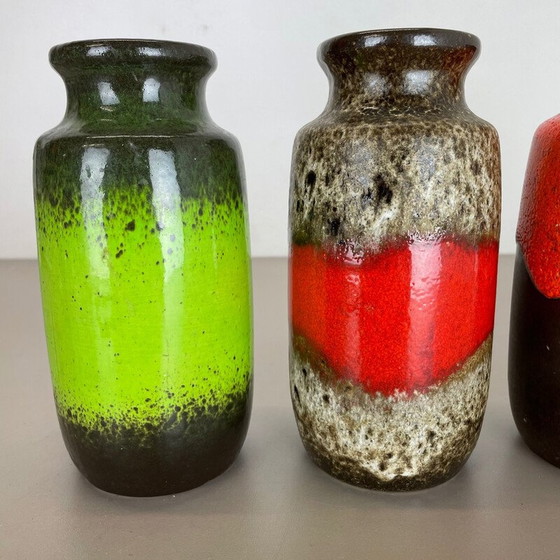 Image 1 of Set of 4 vintage pottery fat lava vases by Scheurich, Germany 1970s