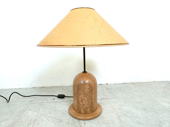 Image 1 of Lampe de table vintage en travertin
