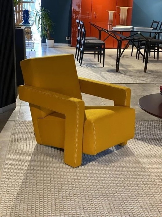 Image 1 of Cassina Armchair 637 Utrecht (New-Never Used) In Mustard Yellow Wool. 