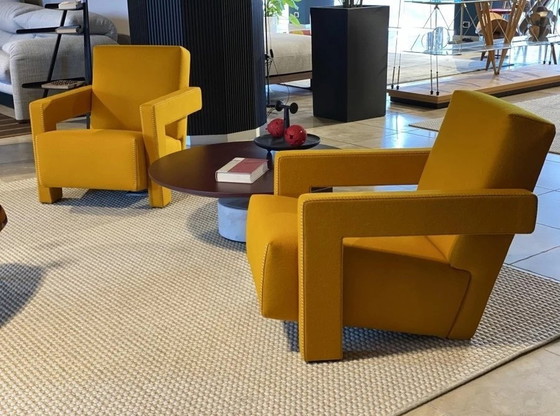 Image 1 of Cassina Armchair 637 Utrecht (New-Never Used) In Mustard Yellow Wool. 