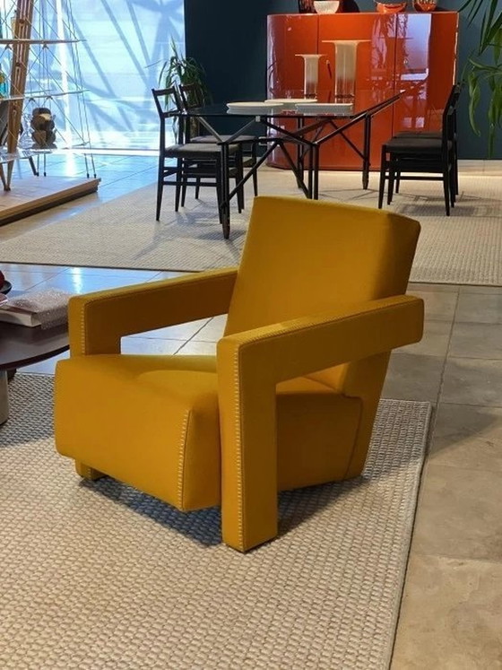 Image 1 of Cassina Armchair 637 Utrecht (New-Never Used) In Mustard Yellow Wool. 