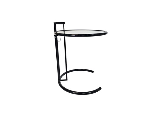 Mesa auxiliar de diseño - Estilo Eileen Gray - Metal - Vidrio - Años 80