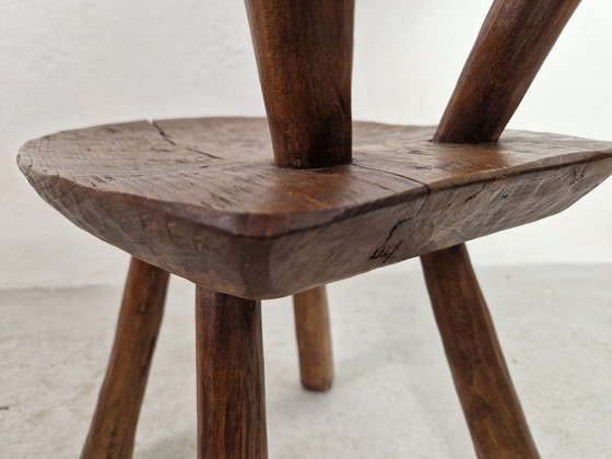 Image 1 of Sedia rustica francese in rovere in stile Alexander Noll, anni '50