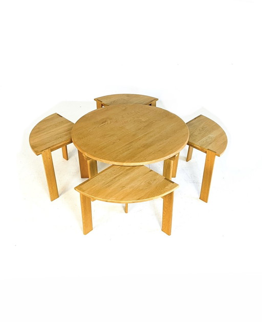Oak Coffee Table With Stools