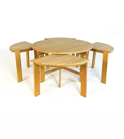 Oak Coffee Table With Stools