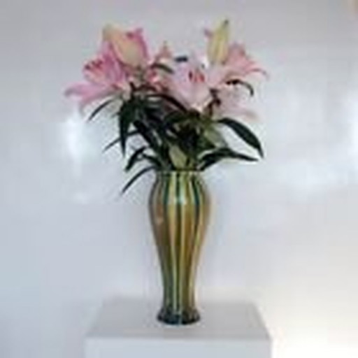 Tall Glass Relief Vase 'Japanese Reed' 