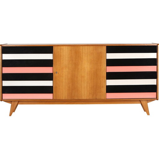 Vintage U 460 sideboard with wooden drawers by Jiri Jiroutek for Interier Praha, Czechoslovakia 1960